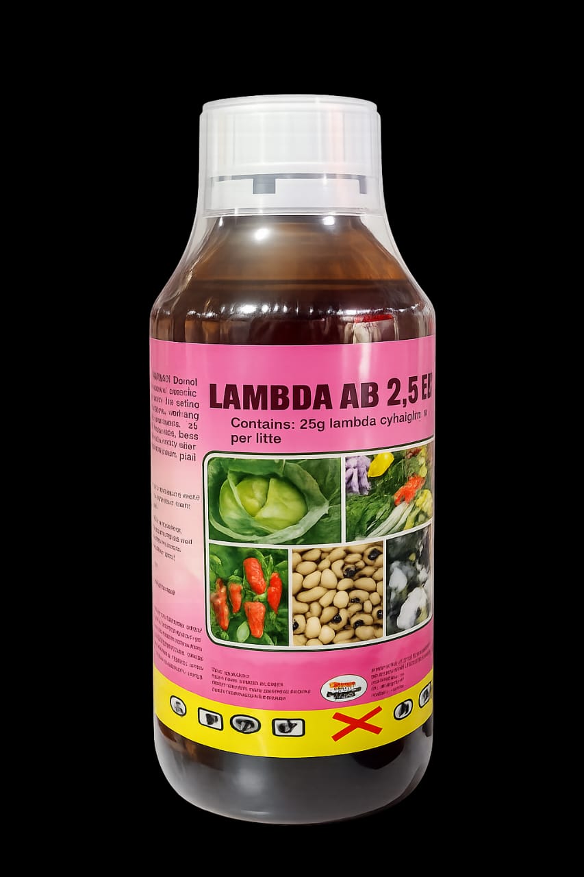 Bottle of Lambda AB 2.5 EC crop protection product